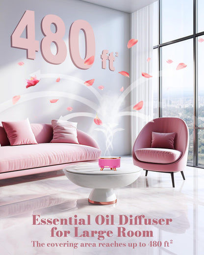 Diffusers for Essential Oils - Large Room 500ml Aromatherapy Diffuser with 7 Color LED Lights