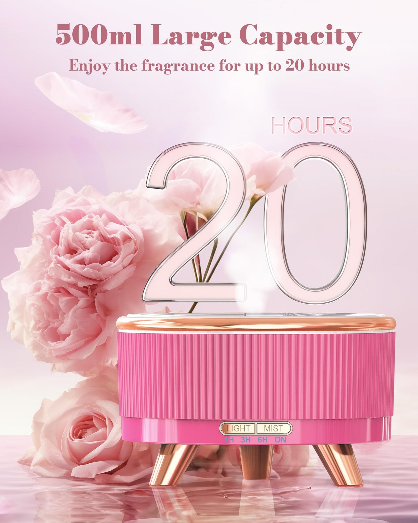 Diffusers for Essential Oils - Large Room 500ml Aromatherapy Diffuser with 7 Color LED Lights
