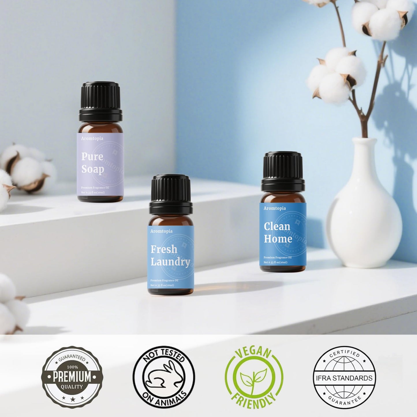 Diffuser Fragrance Oils – Aromtopia Fresh Home Set (6x10ml): Fresh Linen, Lemon