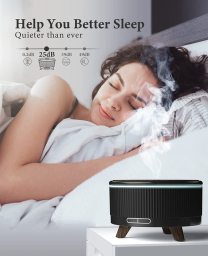 Diffusers for Essential Oils – Large Room 500ml Aromatherapy Diffuser with Remote (7 Colors) – Black