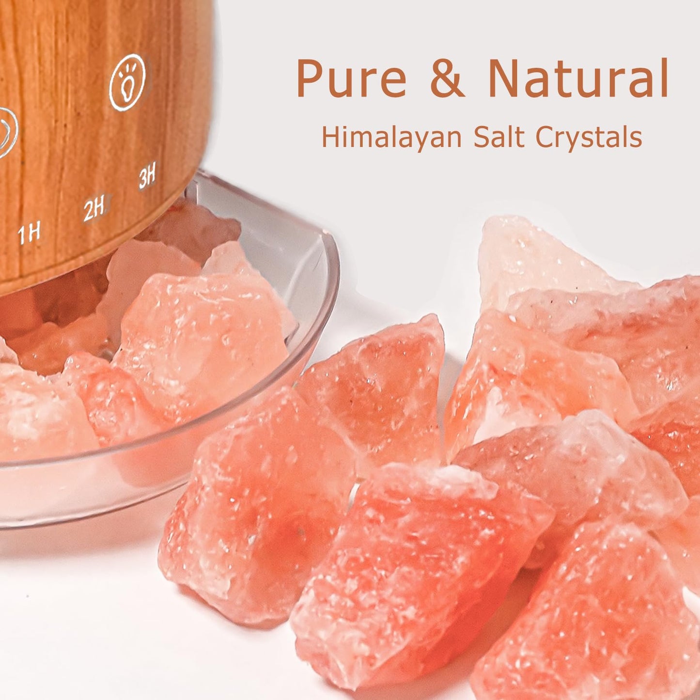 Ultrasonic Essential Oil Diffuser with Himalayan Salt Rock - 100ML, Flame Effect, Auto Off