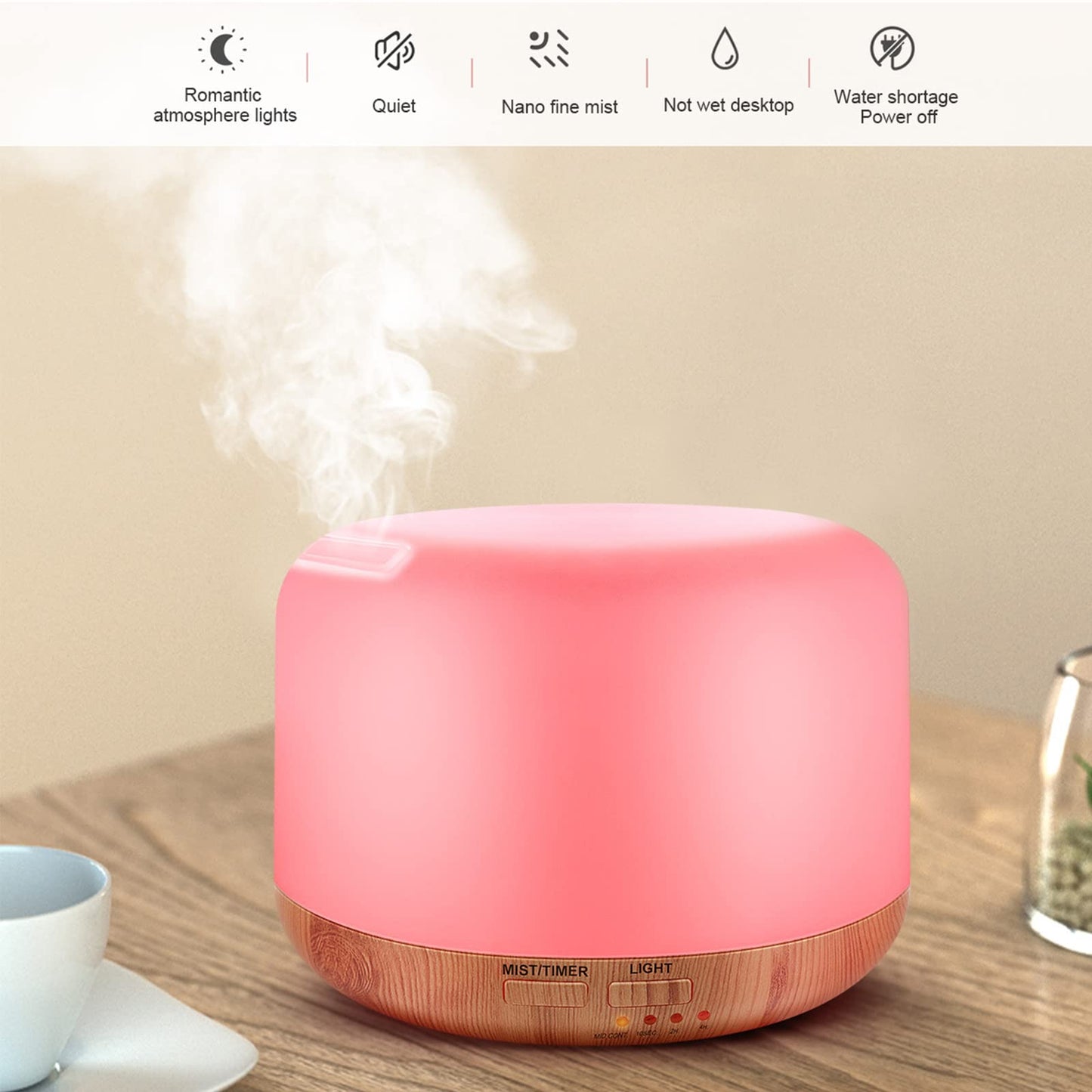 300ML Essential Oil Diffuser with Remote Control – Ultrasonic Cool Mist Humidifier, 7 LED Colors, Auto-Off