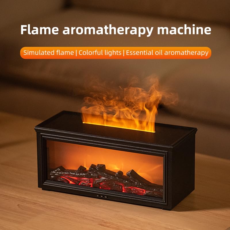 280ML Fireplace Diffuser with 7 Colorful Lights, Essential Oils, Timer & Remote