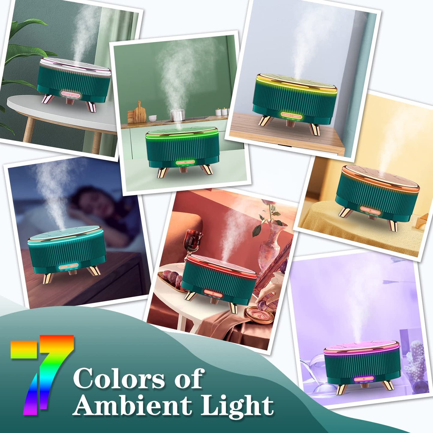 Diffusers for Essential Oils & Humidifiers 500ML – Large Room Aromatherapy Diffuser with 7 Color Lights, 3 Mist Modes & Remote Control