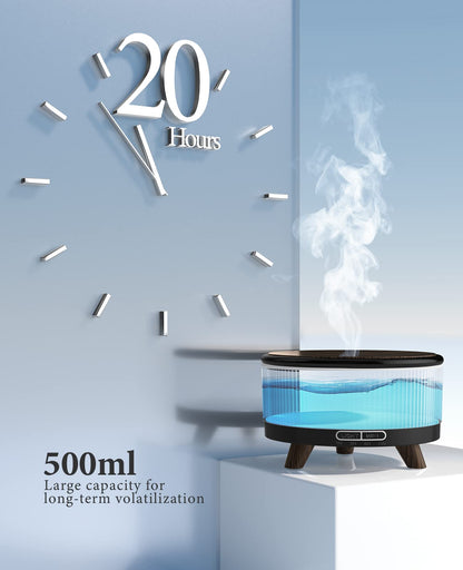 Diffusers for Essential Oils – Large Room 500ml Aromatherapy Diffuser with Remote (7 Colors) – Black