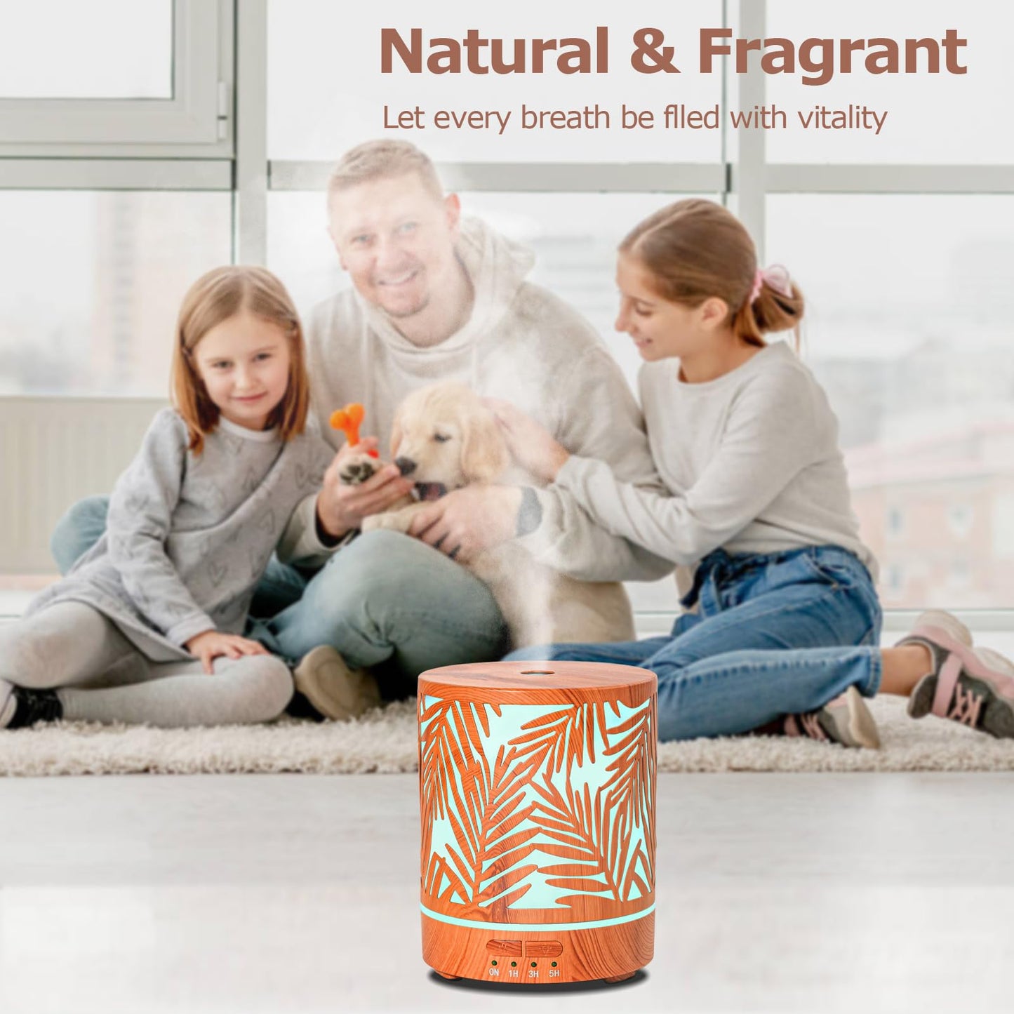 Essential Oil Diffuser – Metal Aromatherapy 300ML Ultrasonic Cool Mist for Large Rooms