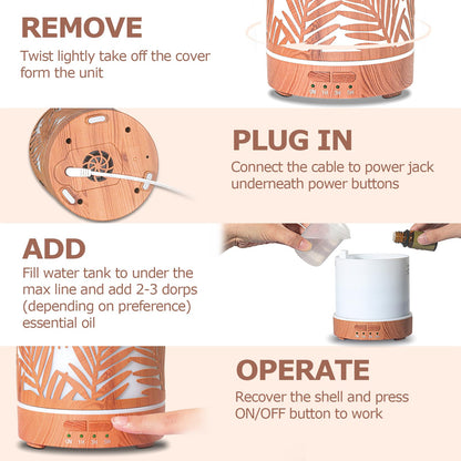 Essential Oil Diffuser – Metal Aromatherapy 300ML Ultrasonic Cool Mist for Large Rooms