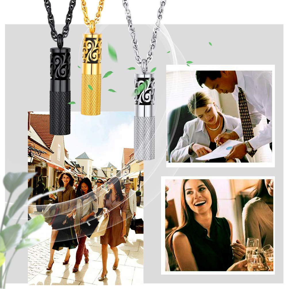 Men Perfume Locket Diffuser Necklace - Stainless Steel Pendant