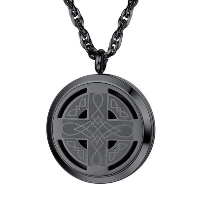 Diffuser Necklace Celtic Knot Cross Locket – Aromatherapy Pendant (Women & Men)