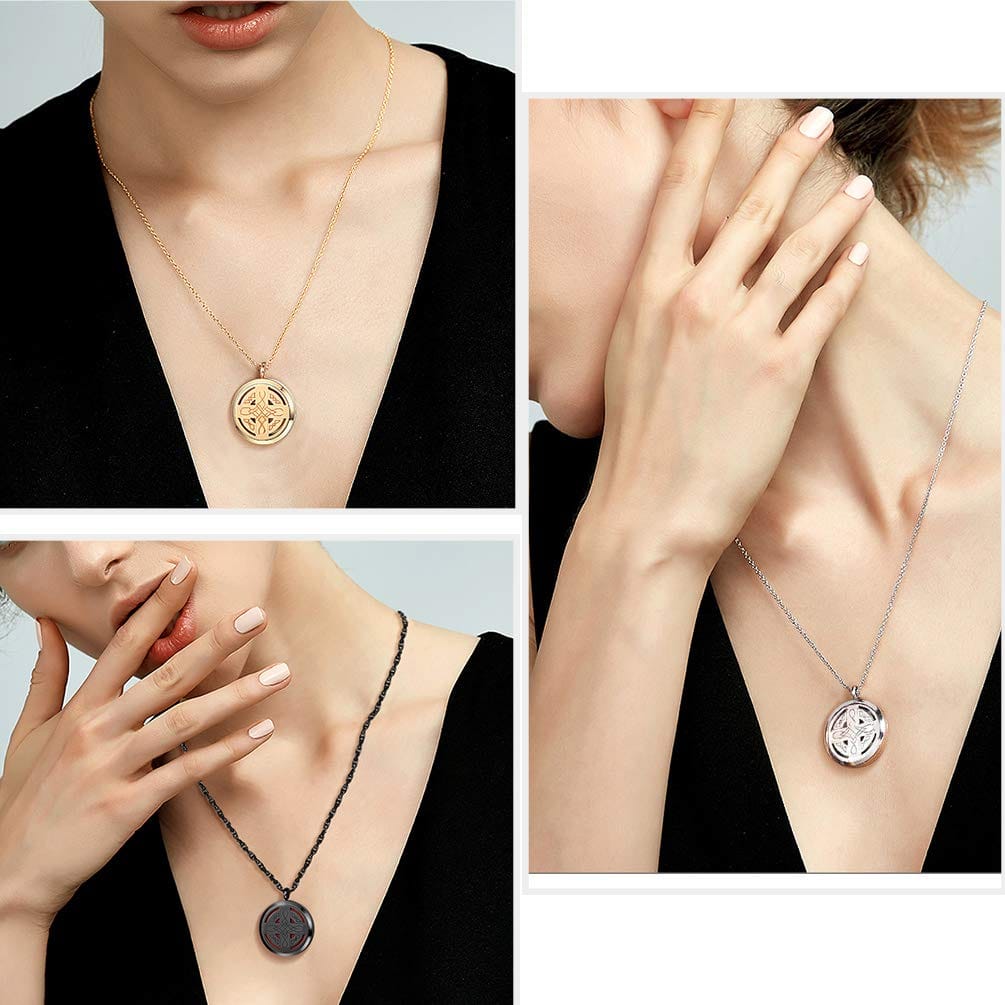 Diffuser Necklace Celtic Knot Cross Locket – Aromatherapy Pendant (Women & Men)