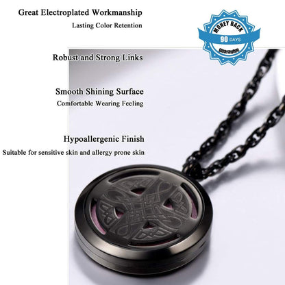 Diffuser Necklace Celtic Knot Cross Locket – Aromatherapy Pendant (Women & Men)