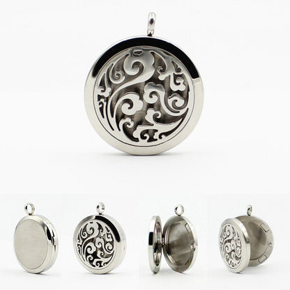Aromatherapy Diffuser Necklace - Cloud Pattern Stainless Steel Locket Pendant