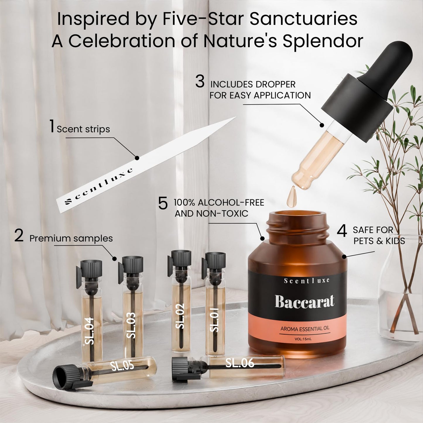 Hotel Diffuser Oil & Fragrance - Baccarat-Inspired 15mL | Luxury Hotel Aromatherapy