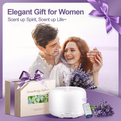 Diffusers for Essential Oils – 500ML Large Room with Remote, 8 Colors | Aromatherapy Diffuser