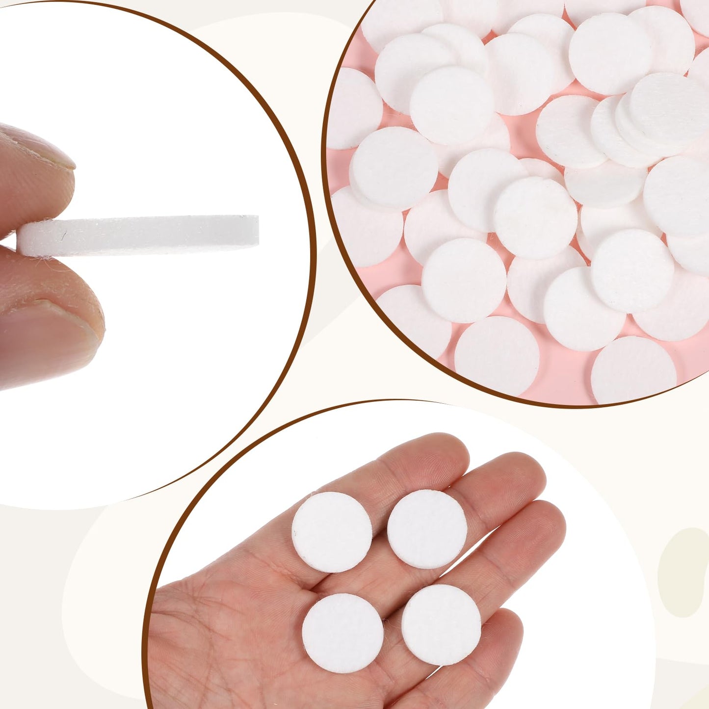 Diffuser Refill Pads - 50 Pcs, 1 Inch Round, White | Essential Oil Diffuser & Humidifier Pads