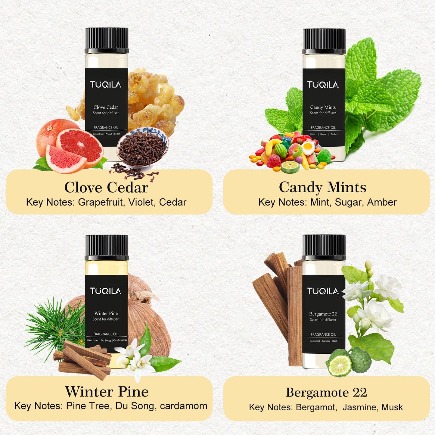 Hotel Luxury Waterless Diffuser Set – 10x20mL Essential Oils (My Way, Mysterious, Oud Wood, Bergamot)