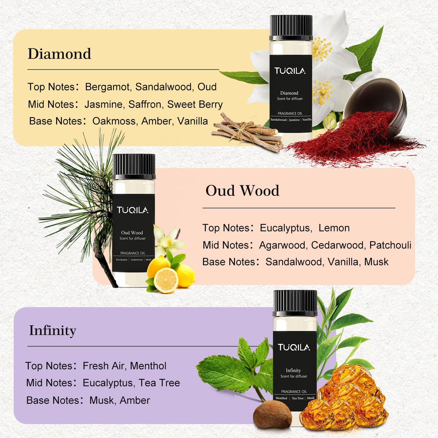 Hotel Luxury Waterless Diffuser Set – 10x20mL Essential Oils (My Way, Mysterious, Oud Wood, Bergamot)