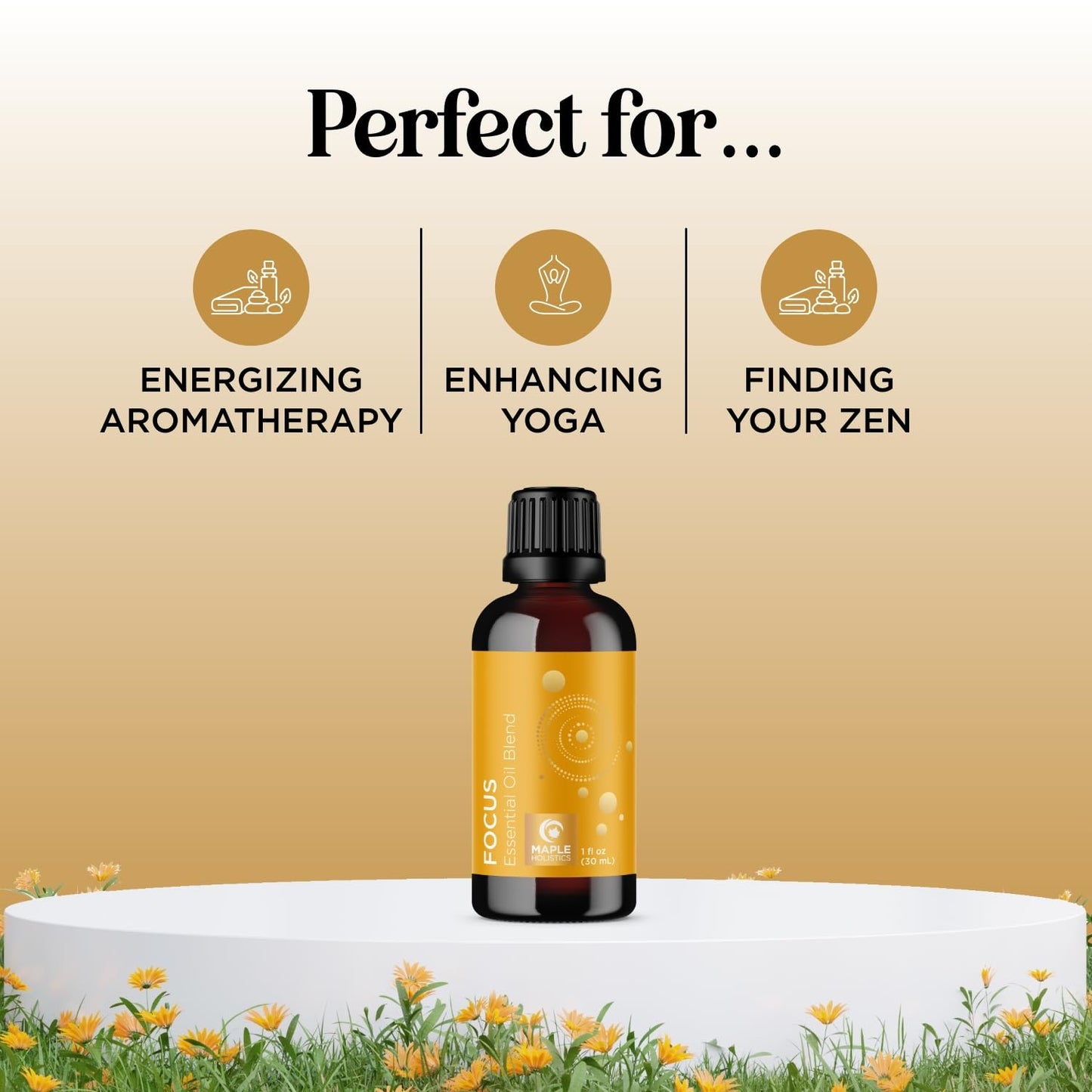 Focus Essential Oil Blend for Diffusers - Energy & Focus (Grapefruit, Bergamot, Peppermint, Eucalyptus) 1 Fl Oz