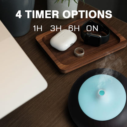 550ml Essential Oil Diffuser with 6 Oil Set | Ultrasonic Humidifier, Timer, 7-Color LED Night Light | Home & Spa