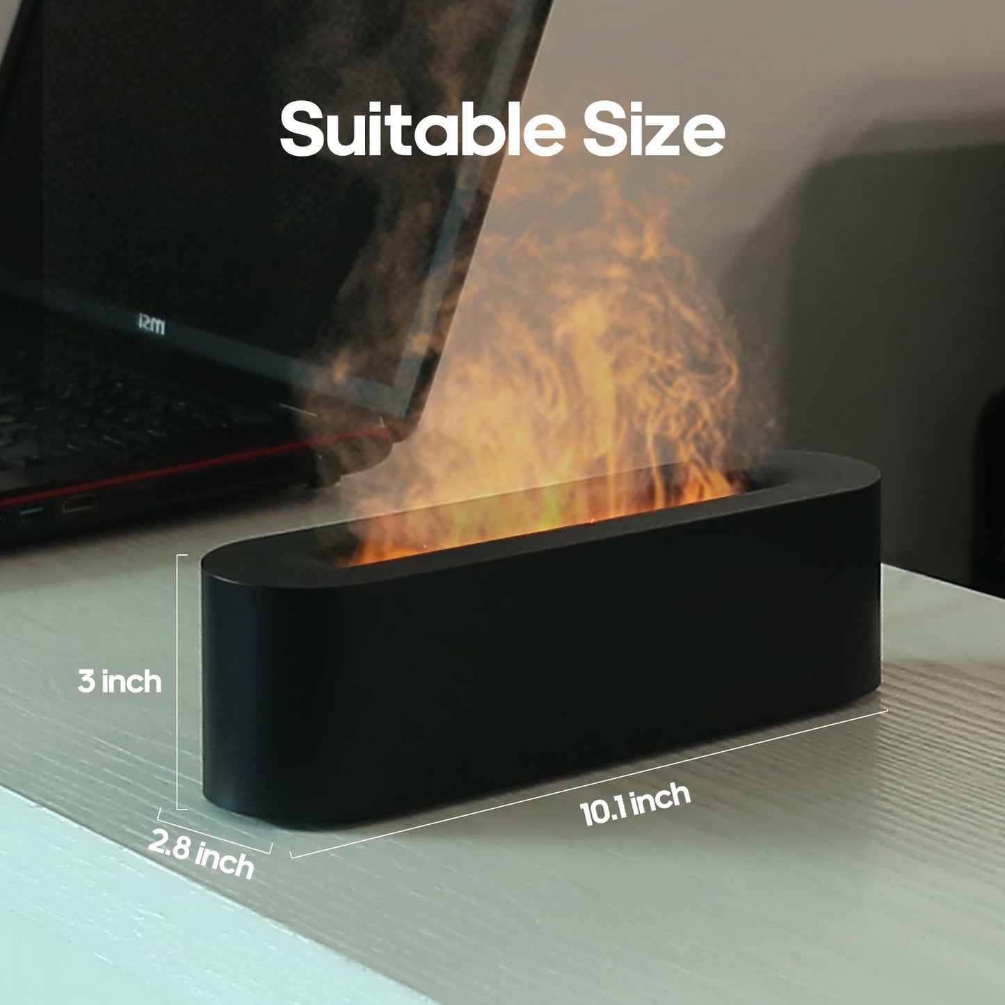 Essential Oil Diffuser Flame Black – Colorful Water Vapor Humidifier for Aromatherapy