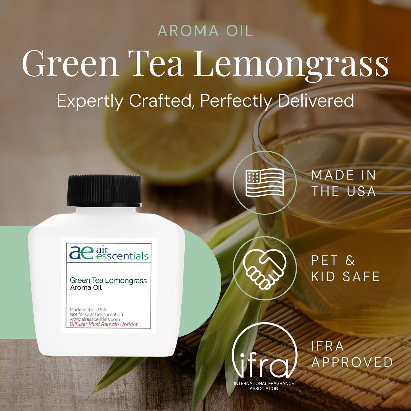 Green Tea & Lemongrass Aroma Oil | Essential Oils Blend for Diffusers | 100 mL