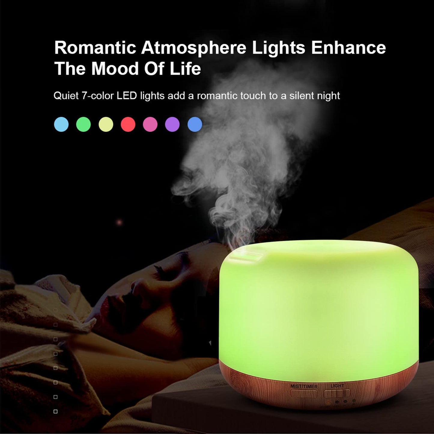 300ML Essential Oil Diffuser with Remote Control – Ultrasonic Cool Mist Humidifier, 7 LED Colors, Auto-Off