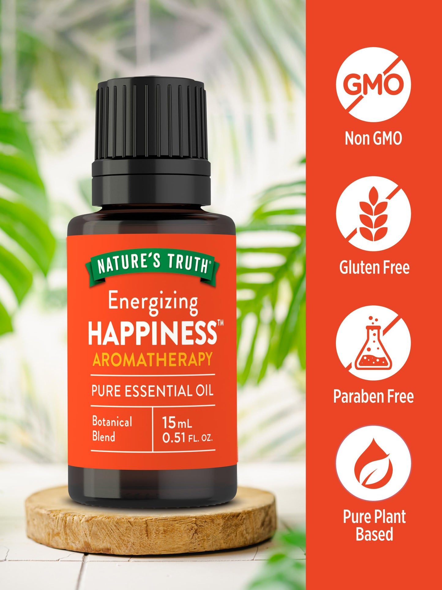 Nature's Truth Happiness Essential Oil 15 mL | Pure Plant Based, Non-GMO, Gluten Free
