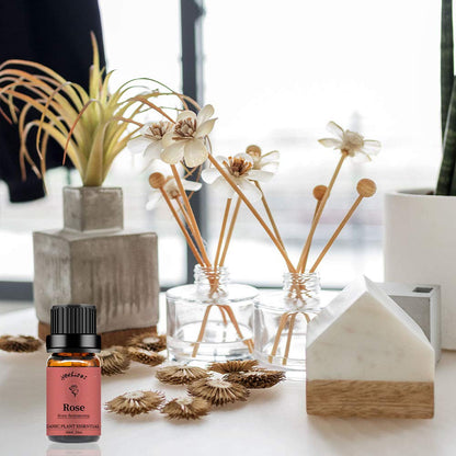 yethious Rose & Peony Essential Oils – Organic 2x10ml Gift Set for Diffuser, Skincare, Soaps & Candles