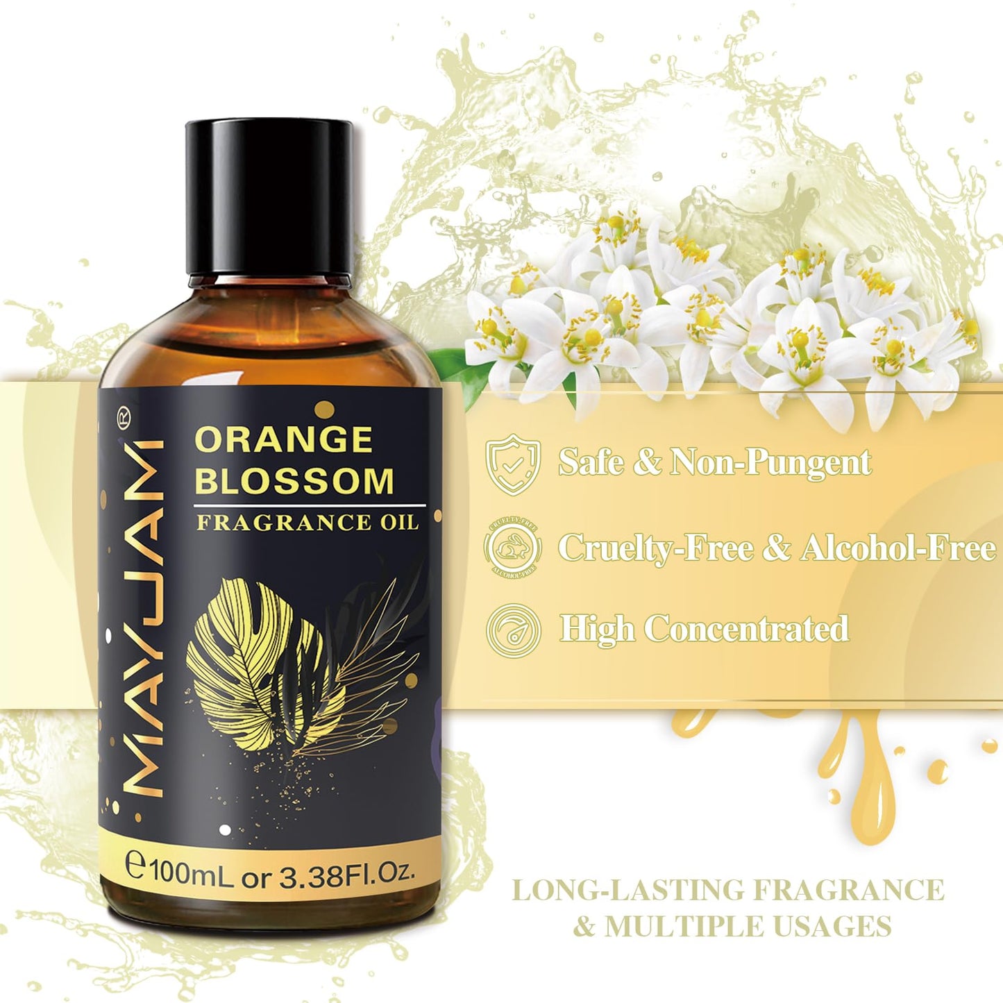 MAYJAM 100ML Orange Blossom Fragrance Oil with Glass Dropper – Diffuser & DIY Soap Candle Making
