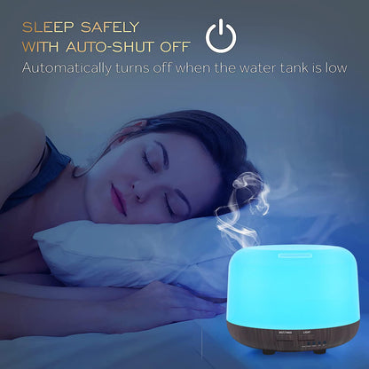 300ML Remote Control Essential Oil Diffuser with 7-Color LED Lights, Auto-Off, Timer - Ultrasonic Humidifier