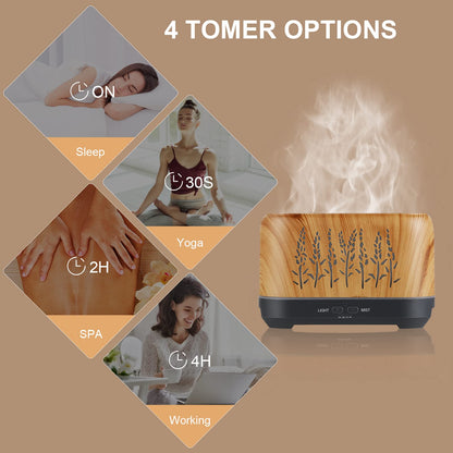 NEWYID 240ml Ultrasonic Essential Oil Diffuser - Flame, 3 Mist Modes, 12H Auto-Off