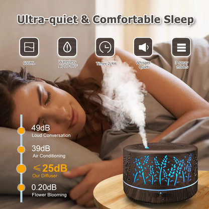 Essential Oils Diffuser Large Room 600ml – 7 Color Lights & Remote