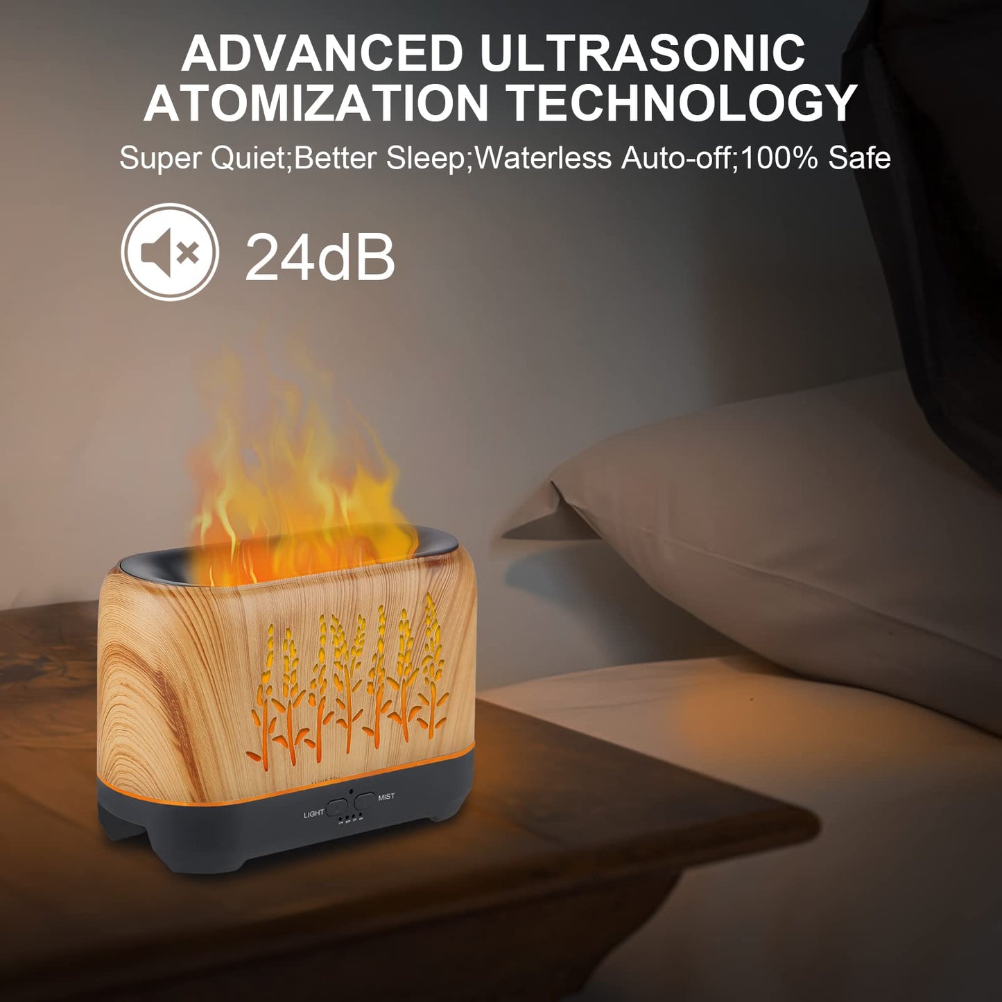 NEWYID 240ml Ultrasonic Essential Oil Diffuser - Flame, 3 Mist Modes, 12H Auto-Off