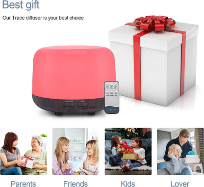 300ML Remote Control Essential Oil Diffuser with 7-Color LED Lights, Auto-Off, Timer - Ultrasonic Humidifier