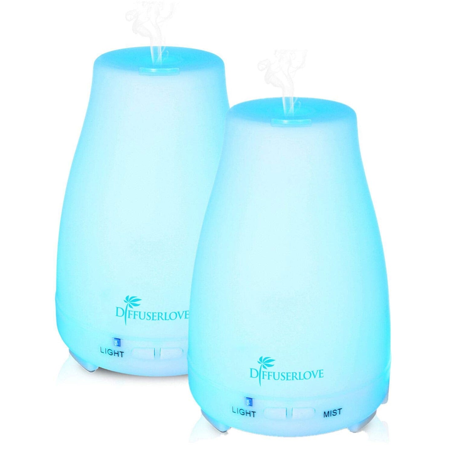 Diffuserlove 2 Pack 200ml Essential Oil Diffuser – Ultrasonic, 7-Color LED