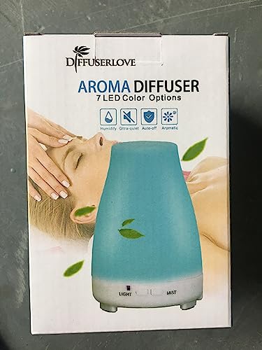 Diffuserlove 200ML Essential Oil Diffuser - Quiet Aroma Diffuser with 7 Color LED Lights, Auto Shut-Off for Bedroom, Office