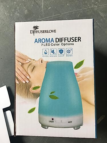 Diffuserlove 200ML Essential Oil Diffuser - Quiet Aroma Diffuser with 7 Color LED Lights, Auto Shut-Off for Bedroom, Office