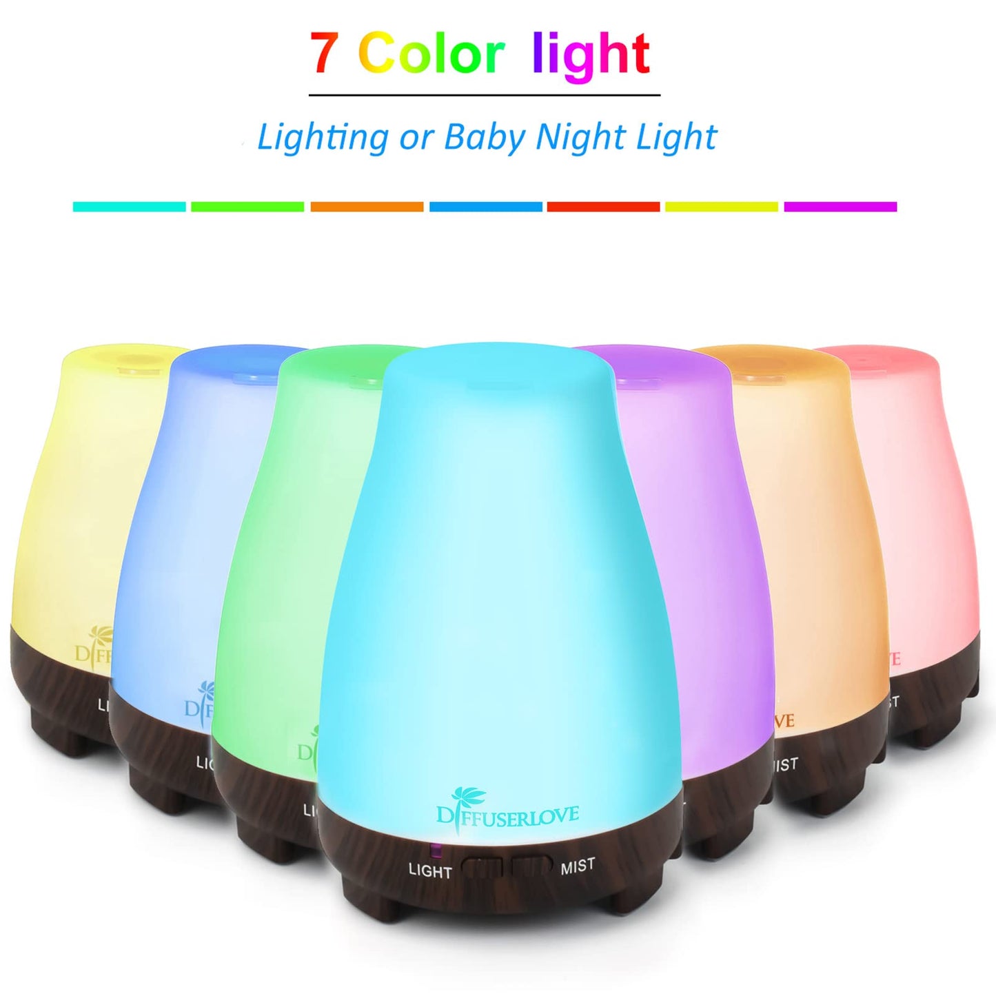 Diffuserlove 200ML Remote Control Essential Oil Diffuser – BPA-Free Aromatherapy, Black Base