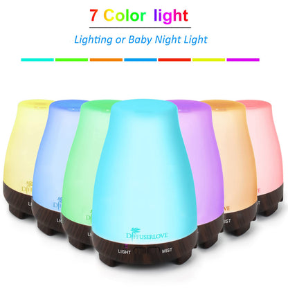 Diffuserlove 200ML Remote Control Essential Oil Diffuser – BPA-Free Aromatherapy, Black Base