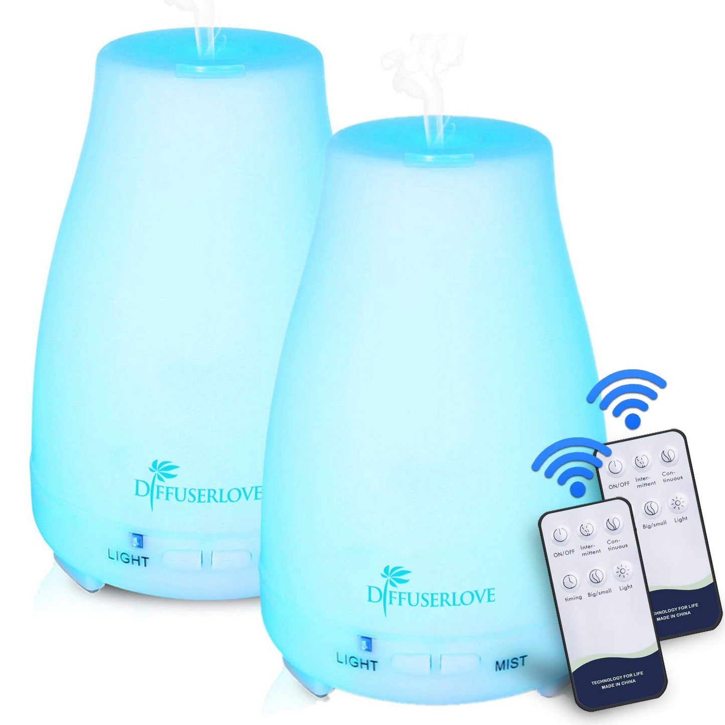 Diffuserlove Diffuser 2 Pack - 200ML Remote Control Ultrasonic Aromatherapy Diffusers