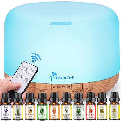 Diffuserlove 500ML Diffuser – Remote Control, Timer, Auto Shut-Off (Yellow)