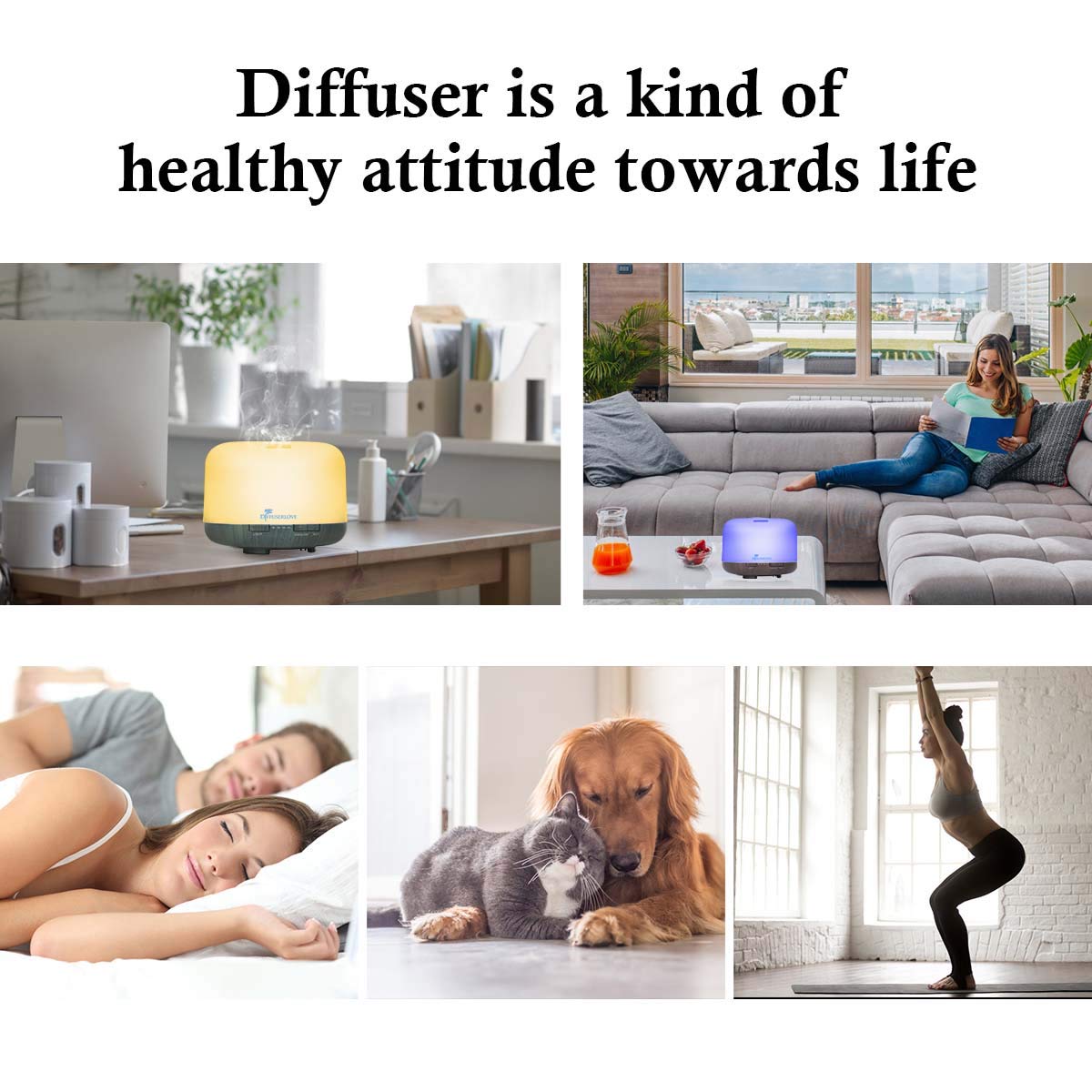 Diffuserlove 500ML Essential Oil Diffuser – 7 Color LED Lights, 7-Hour Mist, Auto Shut-Off