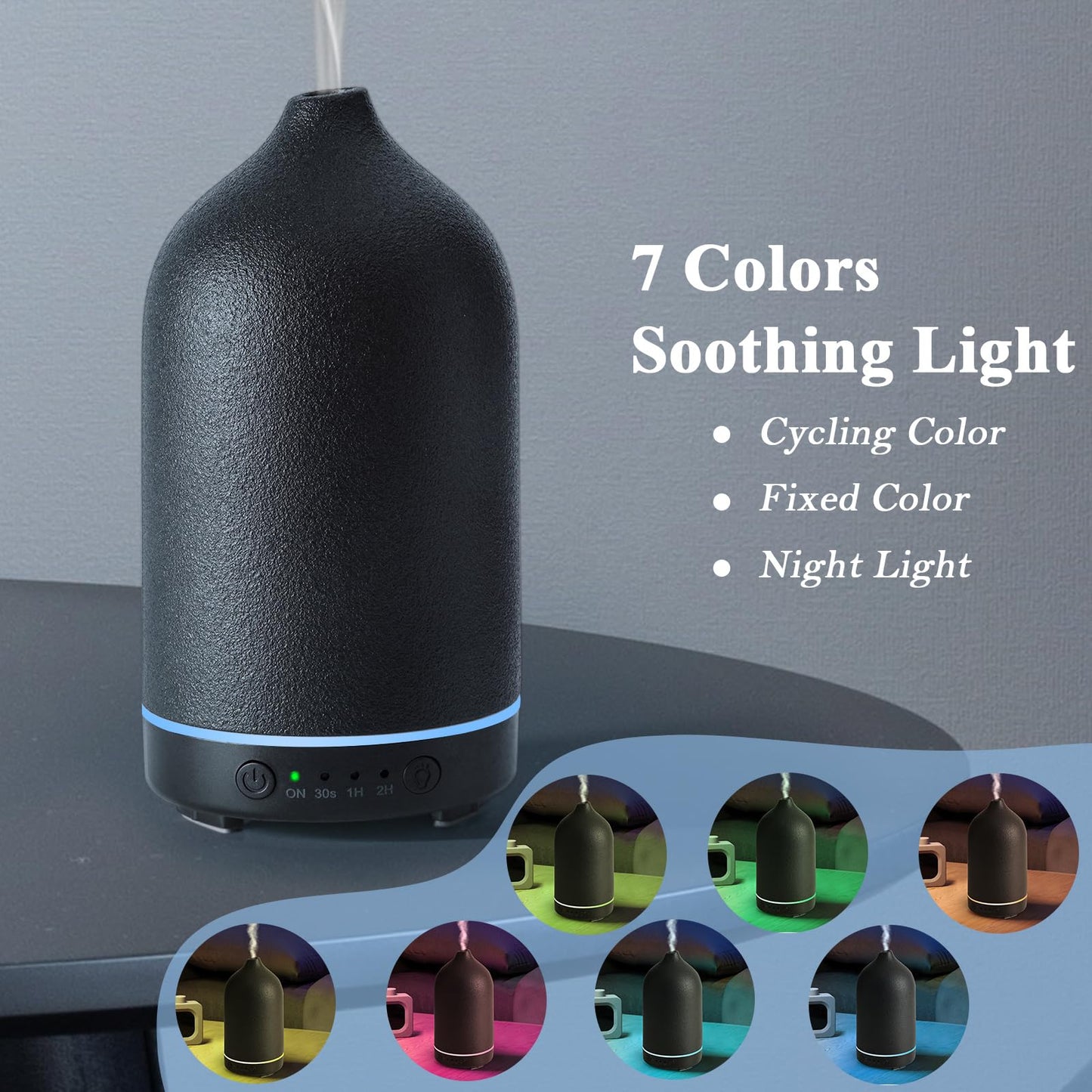 Diffuserlove Ceramic Essential Oil Diffuser – Stone Cover, Auto Shut-off