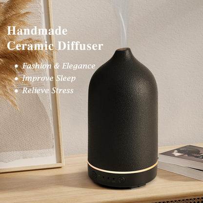 Diffuserlove Ceramic Essential Oil Diffuser – Stone Cover, Auto Shut-off