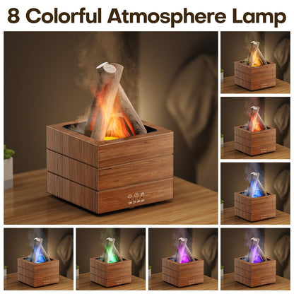 Bonfire Essential Oil Diffuser by Diffuserlove — 280ML Flame Ambience, 8 Color LEDs, Remote