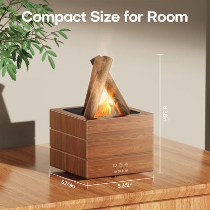 Bonfire Essential Oil Diffuser by Diffuserlove — 280ML Flame Ambience, 8 Color LEDs, Remote