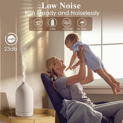 Diffuserlove Ceramic Essential Oil Diffuser 160ML – Aromatherapy Humidifier for Home, Bedroom, and Office