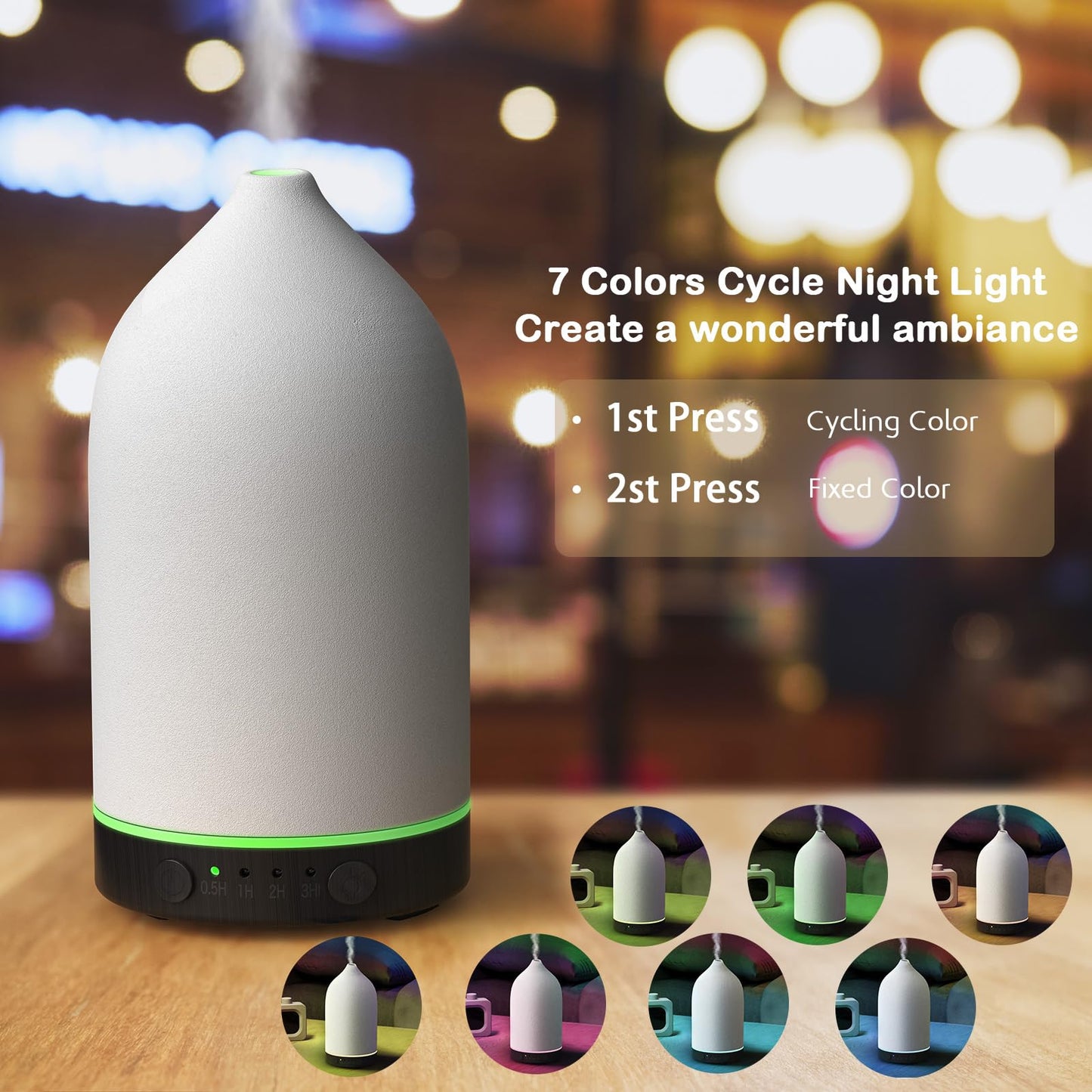 Diffuserlove Ceramic Diffuser 160ML – Aromatherapy Essential Oil Diffuser (Black Wood Base)