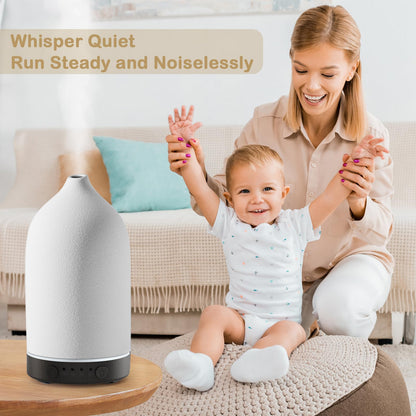 Diffuserlove Ceramic Diffuser 160ML – Aromatherapy Essential Oil Diffuser (Black Wood Base)