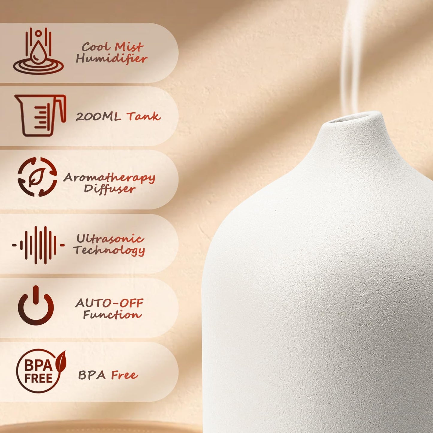 Diffuserlove Ceramic Diffuser 250ML – White Stone Aromatherapy Diffuser